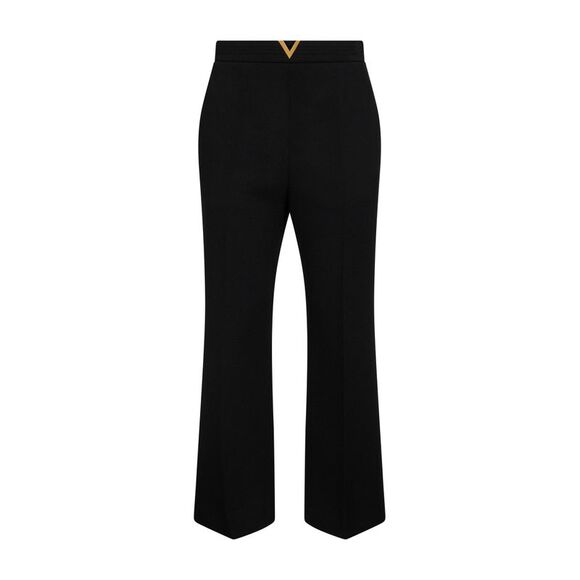 Valentino Women Black Wool Crepe Flared Trousers